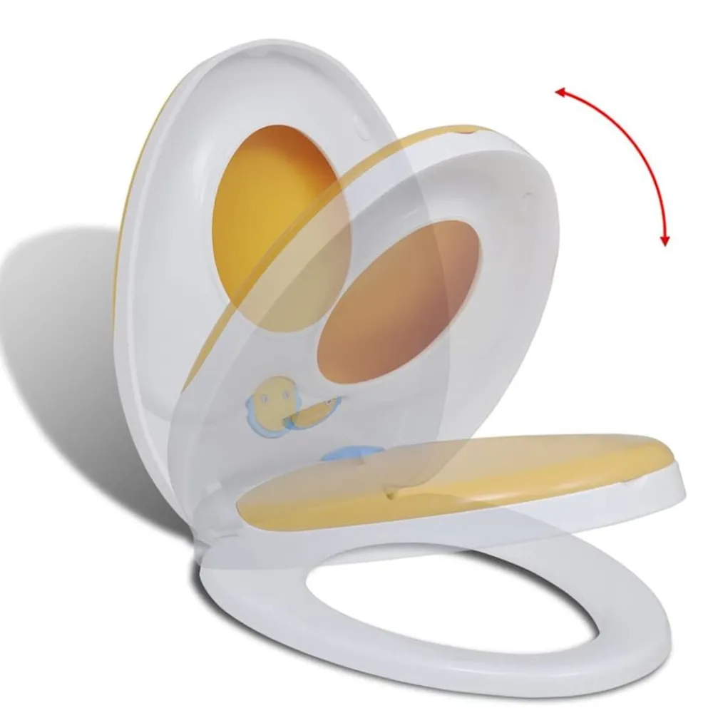Toiletbril voor volwassenen/kinderen soft-close wit en geel>vidaXL New