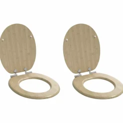 Sanitair & Loodgietersbenodigdheden*vidaXL Toiletbrillen 2 st met soft-close deksels MDF bamboeontwerp