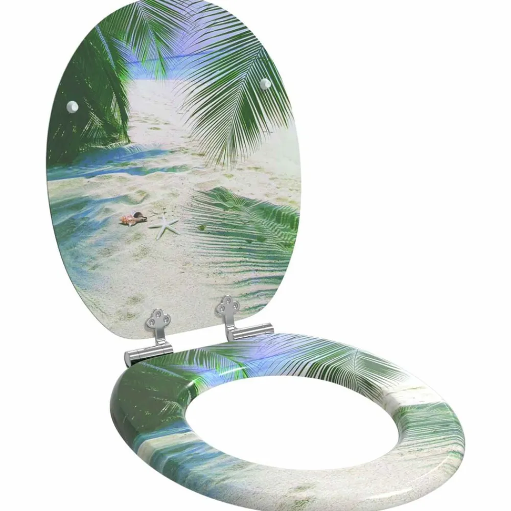 Toiletbrillen met soft-close deksel 2 st strand MDF>vidaXL Discount