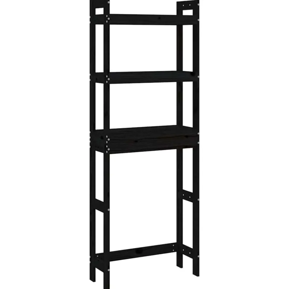 Badkameraccessoires*vidaXL Toiletrek 63x26x171 cm massief grenenhout Zwart