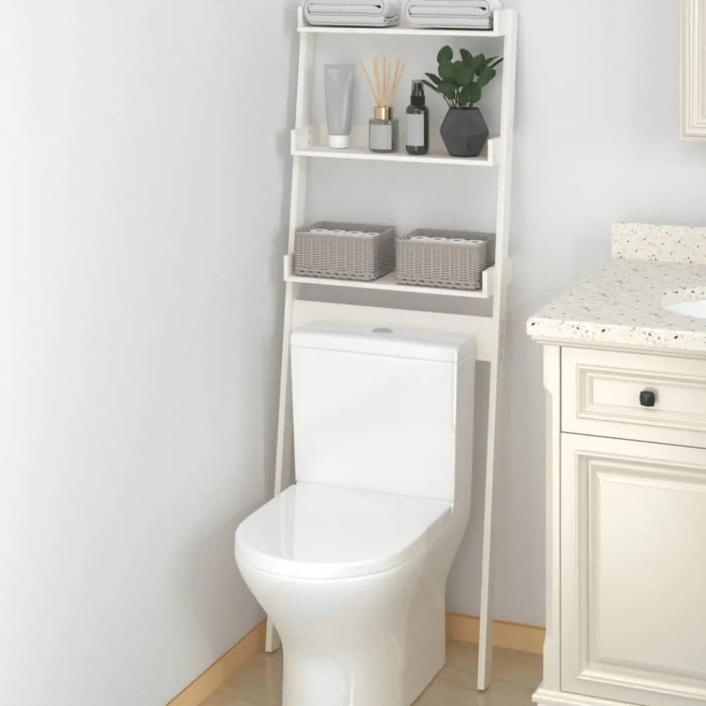 Badkameraccessoires*vidaXL Toiletrek 63,5x32x179 cm massief grenenhout Wit