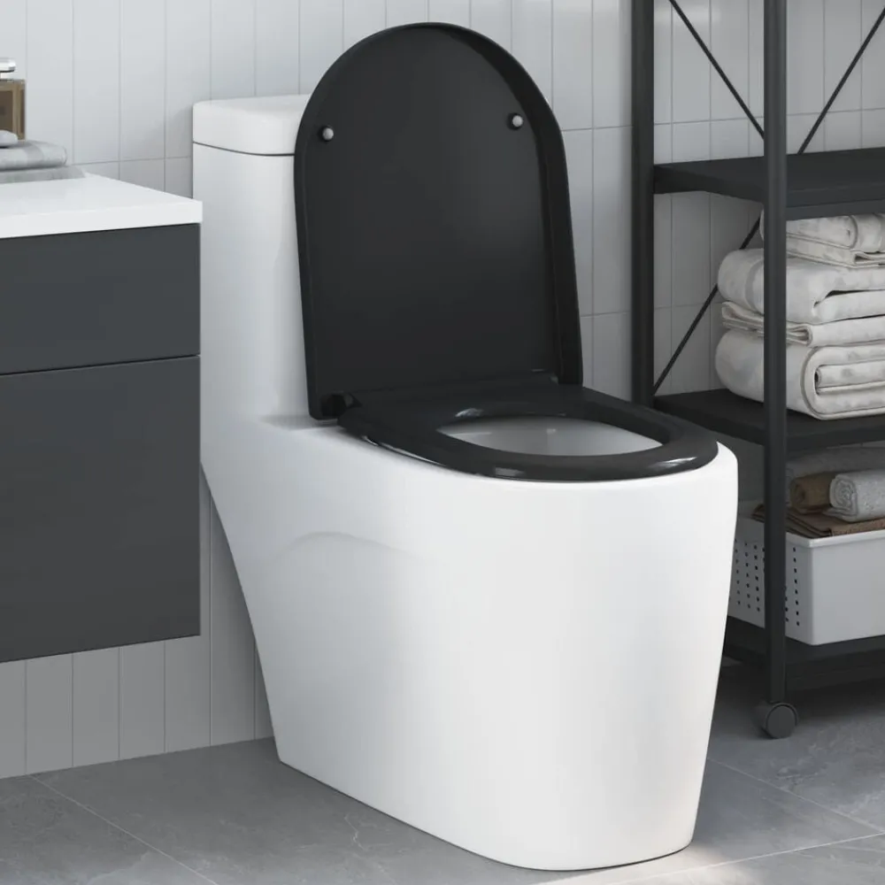 Sanitair & Loodgietersbenodigdheden*vidaXL Toiletzitting 49 x 36 x 4 cm Duroplast Zwart
