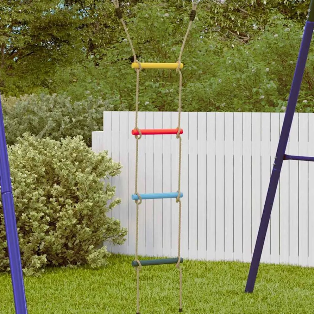 Buitenspeelgoed*vidaXL Touwladder voor kinderen met 4 sporten meerkleurig
