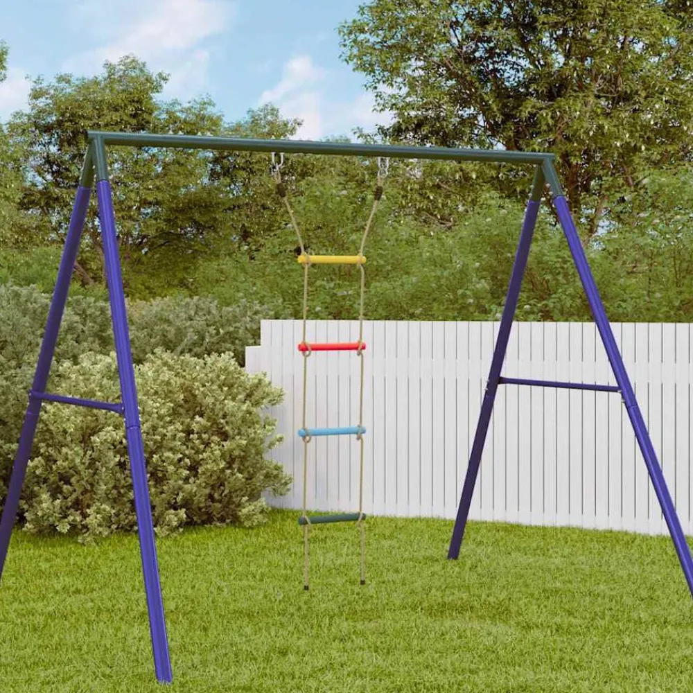 Buitenspeelgoed*vidaXL Touwladder voor kinderen met 4 sporten meerkleurig