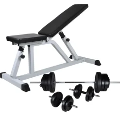 Fitness*vidaXL Trainingsbank met halterset 60,5 kg