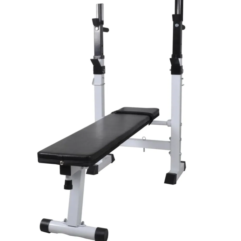 Fitness*vidaXL Trainingsbank met gewichtenrek en halterset 60,5 kg