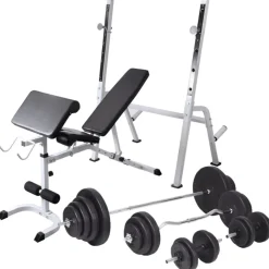 Trainingsbank met gewichtenrek en halterset 120 kg>vidaXL Outlet