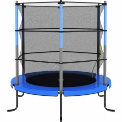 Buitenspeelgoed*vidaXL Trampoline met veiligheidsnet rond 140x160 cm Blauw