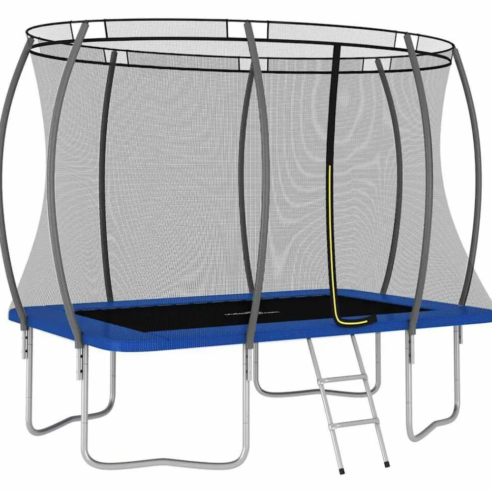 Buitenspeelgoed*vidaXL Trampolineset rechthoekig 150 kg 274x183x76 cm Blauw