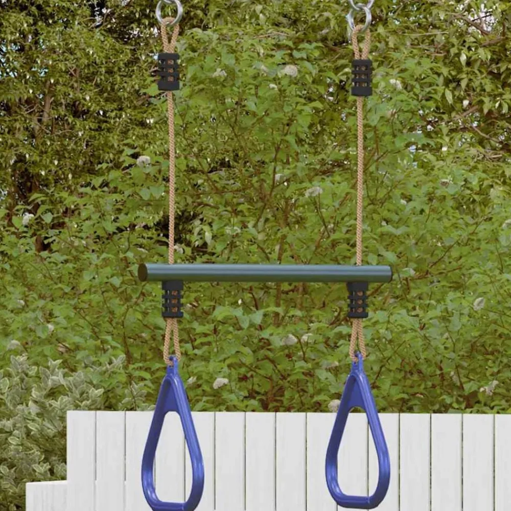 Trapezestang en ringen voor kinderen staal blauw en donkergroen>vidaXL Discount