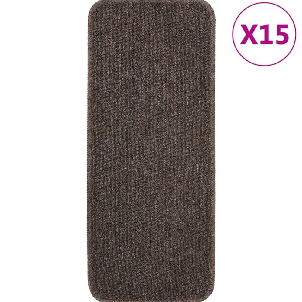 Huishoudelijke Benodigdheden*vidaXL Trapmatten 15 st anti-slip rechthoekig 60x25 cm bruin Donkerbruin