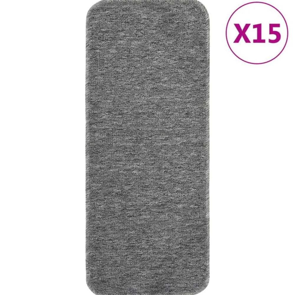 Huishoudelijke Benodigdheden*vidaXL Trapmatten 15 st anti-slip rechthoekig 60x25 cm Grijs