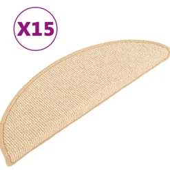 Huishoudelijke Benodigdheden*vidaXL Trapmatten 15 st 56x17x3 cm Crème Halfrond Cr&egrave;me