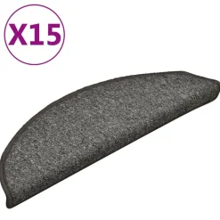 Huishoudelijke Benodigdheden*vidaXL Trapmatten 15 st 56x17x3 cm donkergrijs halfrond Grijs en zwart