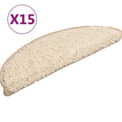 Huishoudelijke Benodigdheden*vidaXL Trapmatten 15 st 56x17x3 cm Crème Halfrond Cr&egrave;me