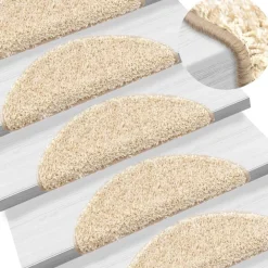 Huishoudelijke Benodigdheden*vidaXL Trapmatten 15 st 56x17x3 cm Crème Halfrond Cr&egrave;me