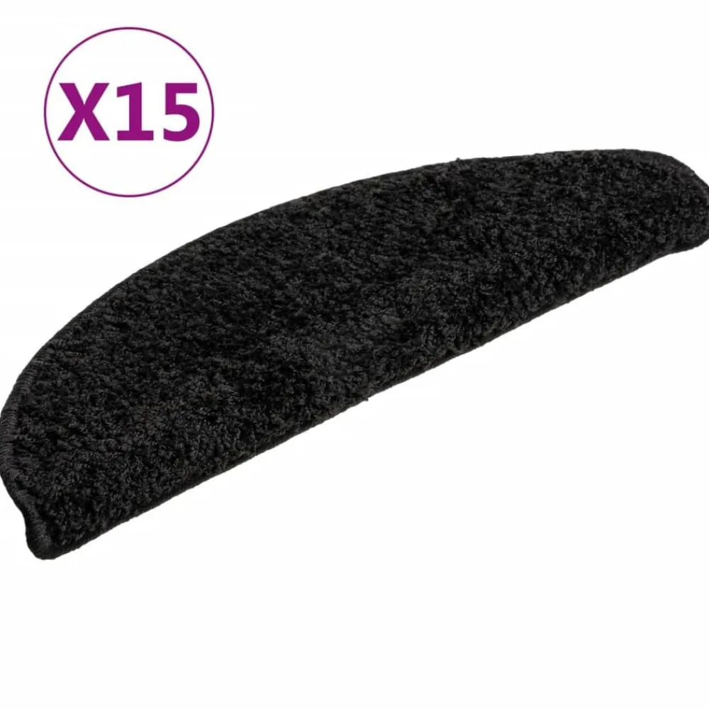 Huishoudelijke Benodigdheden*vidaXL Trapmatten 15 st 56x17x3 cm Halfrond Zwart