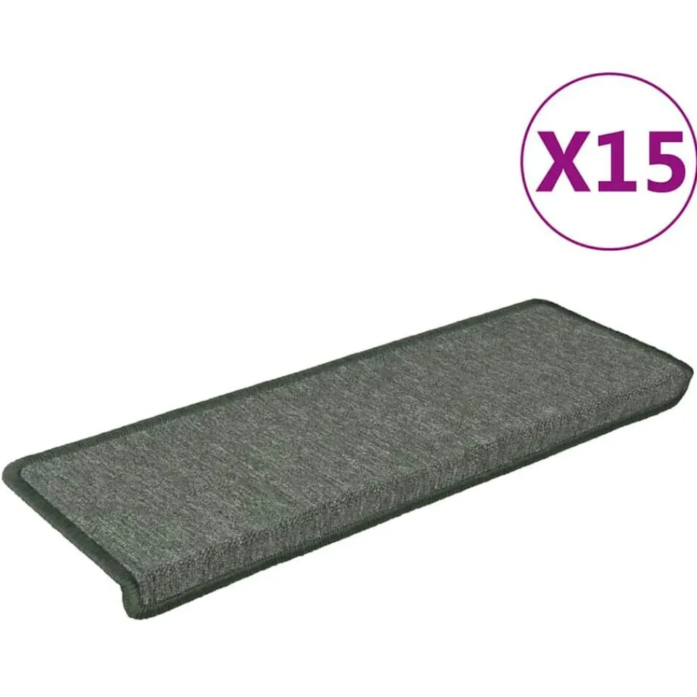 Huishoudelijke Benodigdheden*vidaXL Trapmatten 15 st 65x21x4 cm Rechthoekige Rand Donkergroen