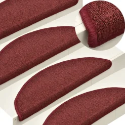 Huishoudelijke Benodigdheden*vidaXL Trapmatten 15 st 56x17x3 cm Bordeaux Halfrond Bordeauxrood