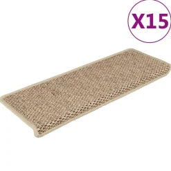 Huishoudelijke Benodigdheden*vidaXL Trapmatten zelfklevend 15 st sisal-look 65x21x4 cm kleurig Zand