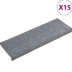 Huishoudelijke Benodigdheden*vidaXL Trapmatten zelfklevend 15 stuks 65x21x4 cm met rechthoekige rand Lichtgrijs