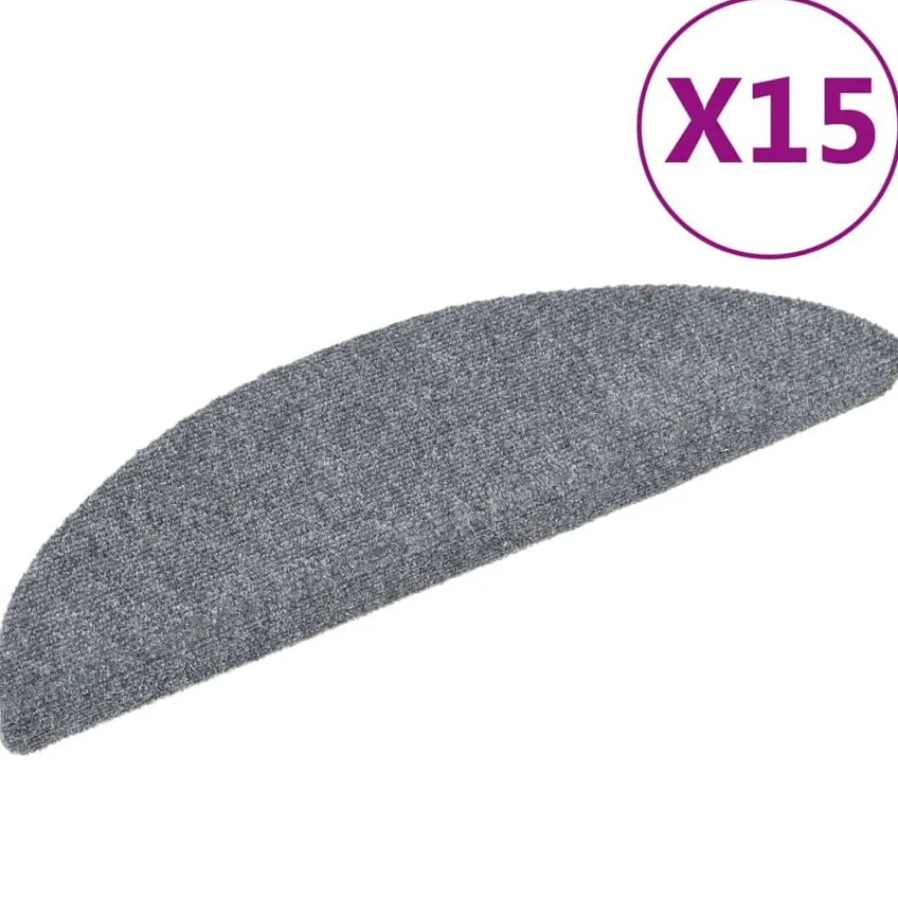 Huishoudelijke Benodigdheden*vidaXL Trapmatten Zelfklevend 15 stuks 56x17x3 cm Halfrond Lichtgrijs