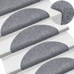 Huishoudelijke Benodigdheden*vidaXL Trapmatten Zelfklevend 15 stuks 56x17x3 cm Halfrond Lichtgrijs