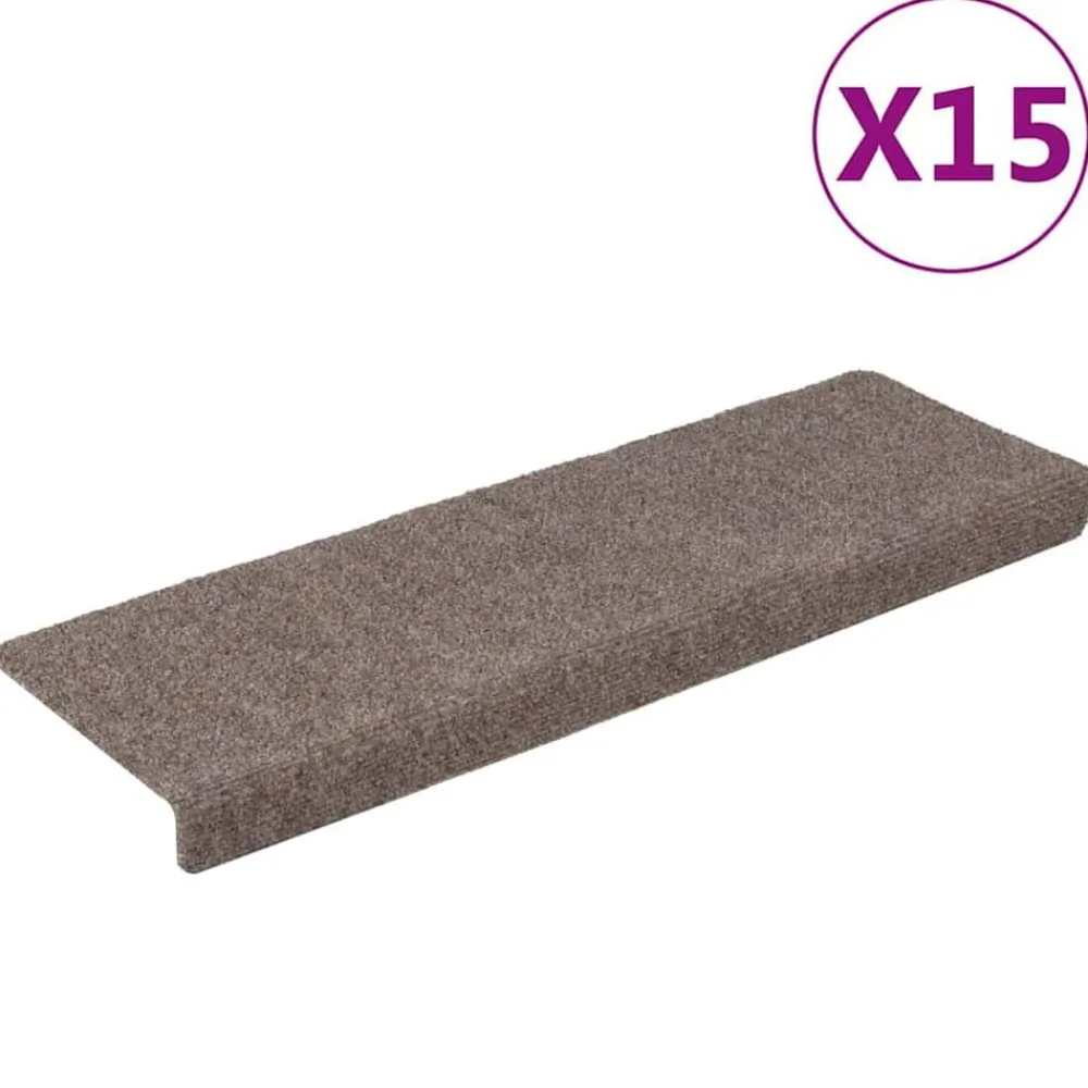 Huishoudelijke Benodigdheden*vidaXL Trapmatten zelfklevend 15 stuks 65x21x4 cm rechthoekige rand Beige