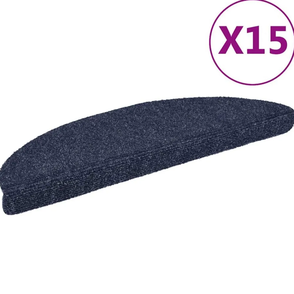 Huishoudelijke Benodigdheden*vidaXL Trapmatten Zelfklevend 15 stuks 56x17x3 cm Halfrond Blauw