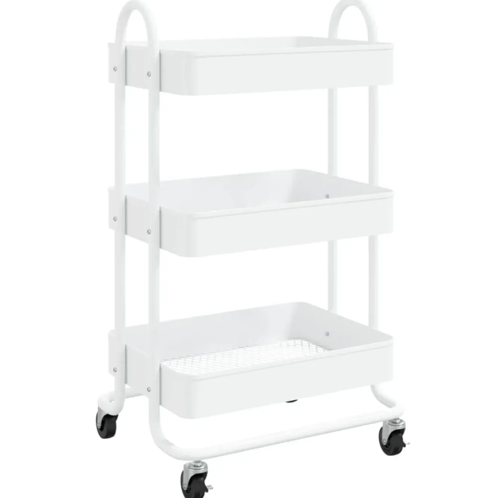 Trolleys*vidaXL Trolley 3-laags 43x34x79 cm staal Wit