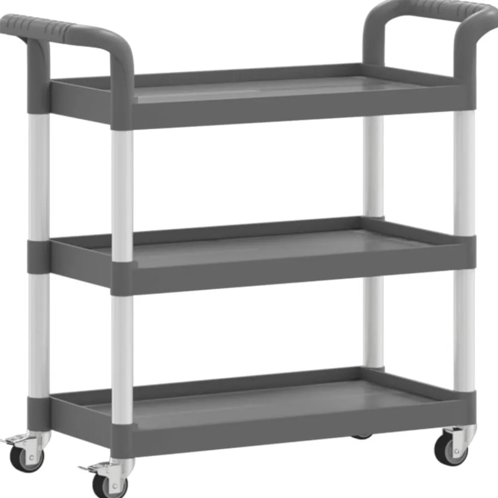 Trolley 3-laags 77x34x72 cm aluminium>vidaXL Best