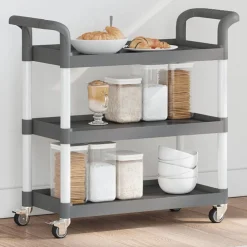Trolley 3-laags 77x34x72 cm aluminium>vidaXL Best
