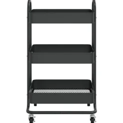 Trolleys*vidaXL Trolley 3-laags 43x34x79 cm staal Zwart