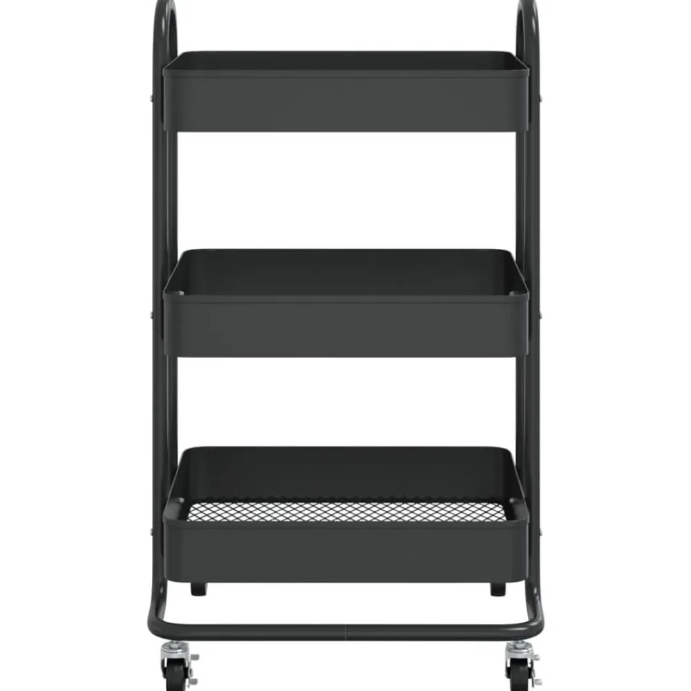 Trolleys*vidaXL Trolley 3-laags 43x34x79 cm staal Zwart