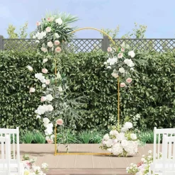 Tuin & Gazon*vidaXL Trouwrand 100 x 39 x 200 cm Staal Goud