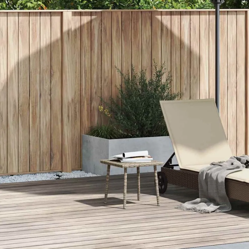 Tuinmeubelen*vidaXL Tuin salontafel rechthoekig 40x40x37 cm poly rattan Lichtgrijs