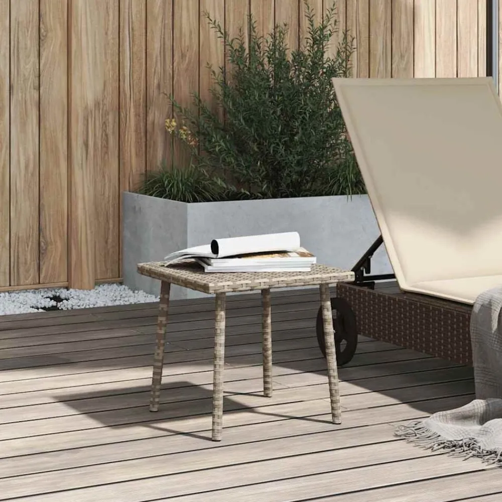 Tuinmeubelen*vidaXL Tuin salontafel rechthoekig 40x40x37 cm poly rattan Lichtgrijs