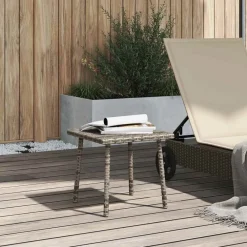 Tuinmeubelen*vidaXL Tuin salontafel rechthoekig 40x40x37 cm poly rattan Grijs
