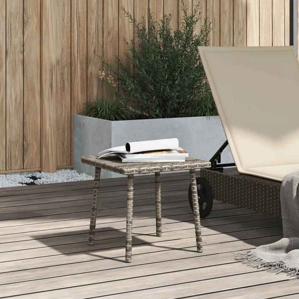Tuinmeubelen*vidaXL Tuin salontafel rechthoekig 40x40x37 cm poly rattan Grijs