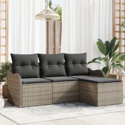 Tuin Sofa Set met kussen 4 pcs Poly riet>vidaXL Sale