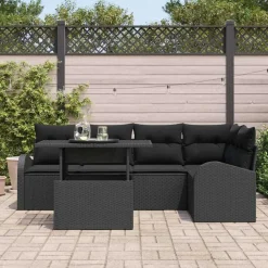 Tuin Sofa Set met kussen met opslag 6 pcs Poly riet><noscript><img width=