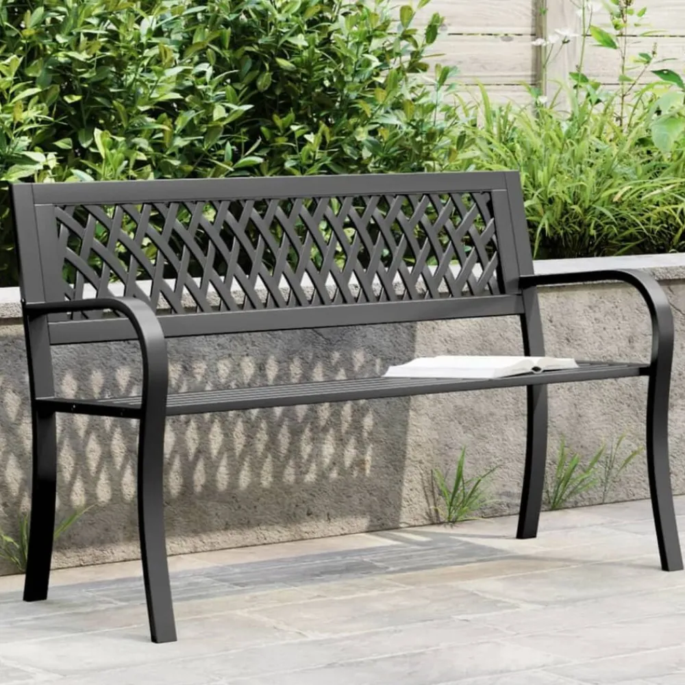 Tuinbank 120 cm staal zwart>vidaXL