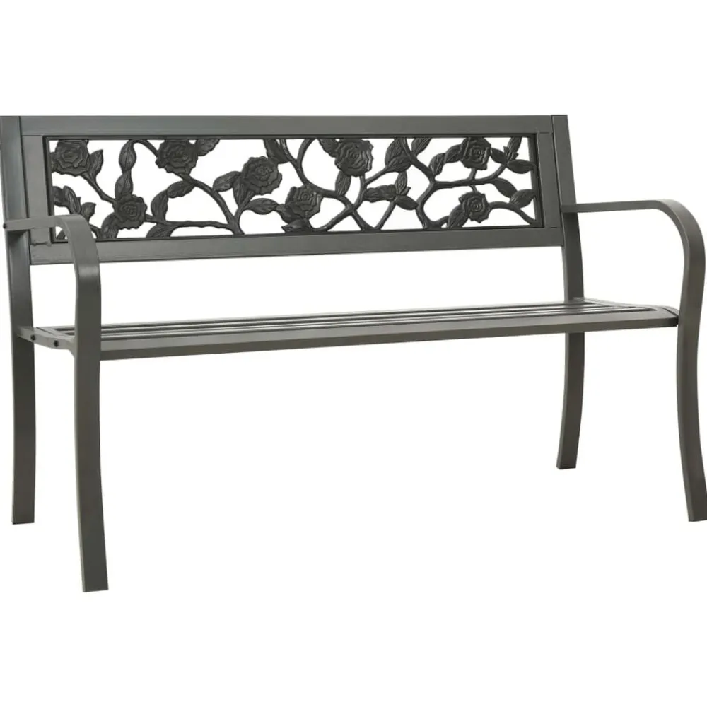 Tuinmeubelen*vidaXL Tuinbank 125 cm staal Grijs