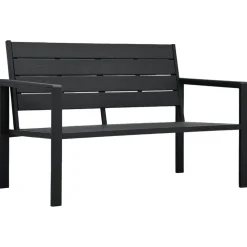 Tuinmeubelen*vidaXL Tuinbank hout-look 120 cm HDPE Zwart