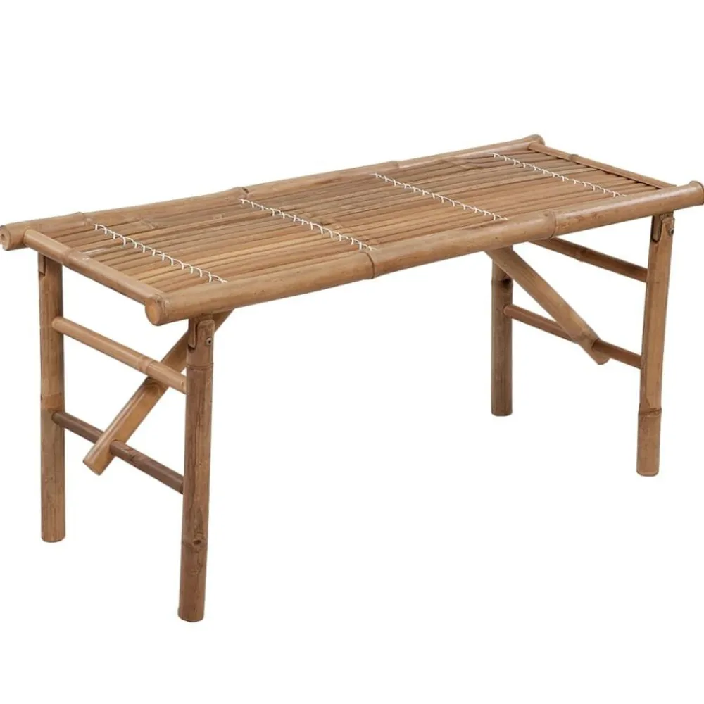 Tuinmeubelen*vidaXL Tuinbank inklapbaar met kussen 118 cm bamboe Crème