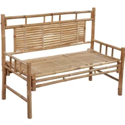Tuinmeubelen*vidaXL Tuinbank met kussen 120 cm bamboe Beige