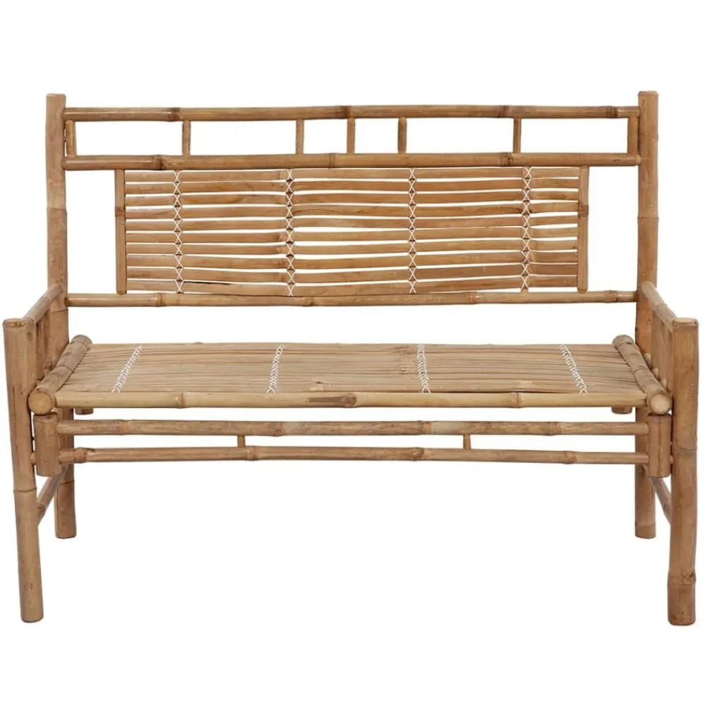 Tuinmeubelen*vidaXL Tuinbank met kussen 120 cm bamboe Beige