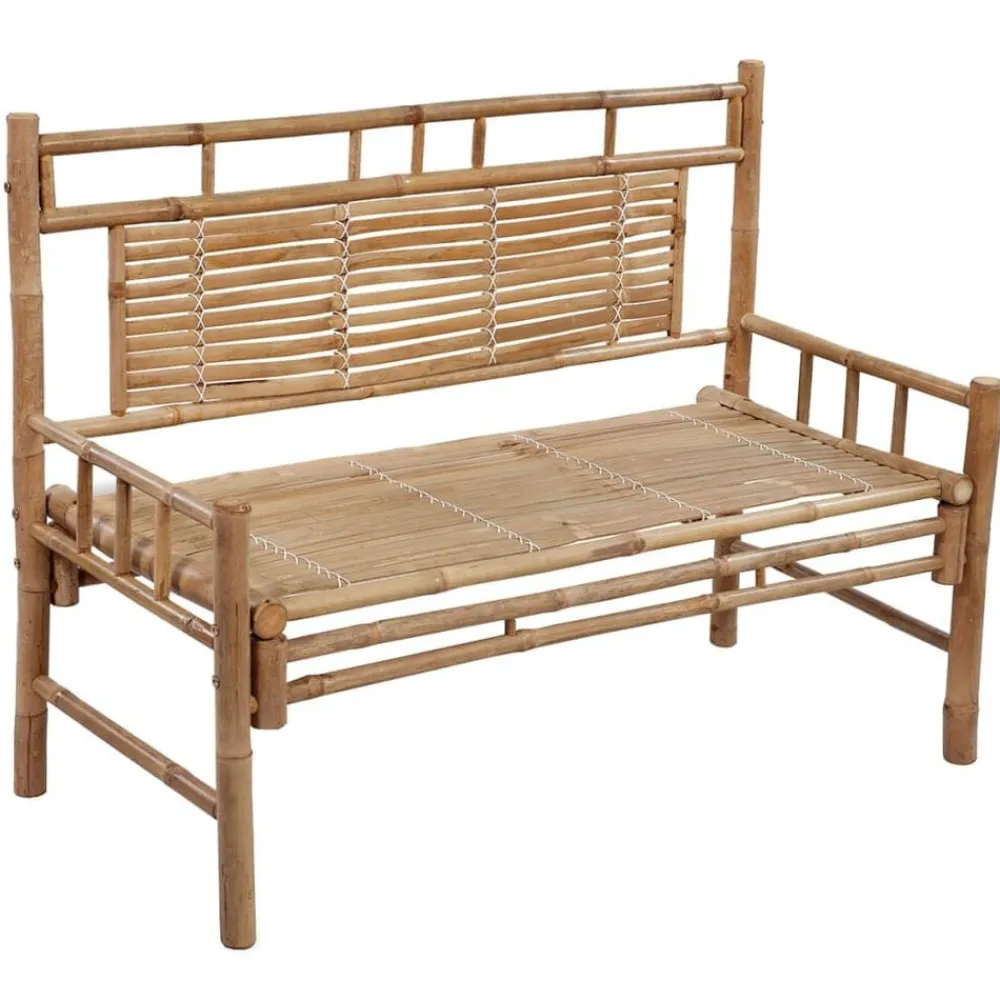 Tuinmeubelen*vidaXL Tuinbank met kussen 120 cm bamboe Blauw