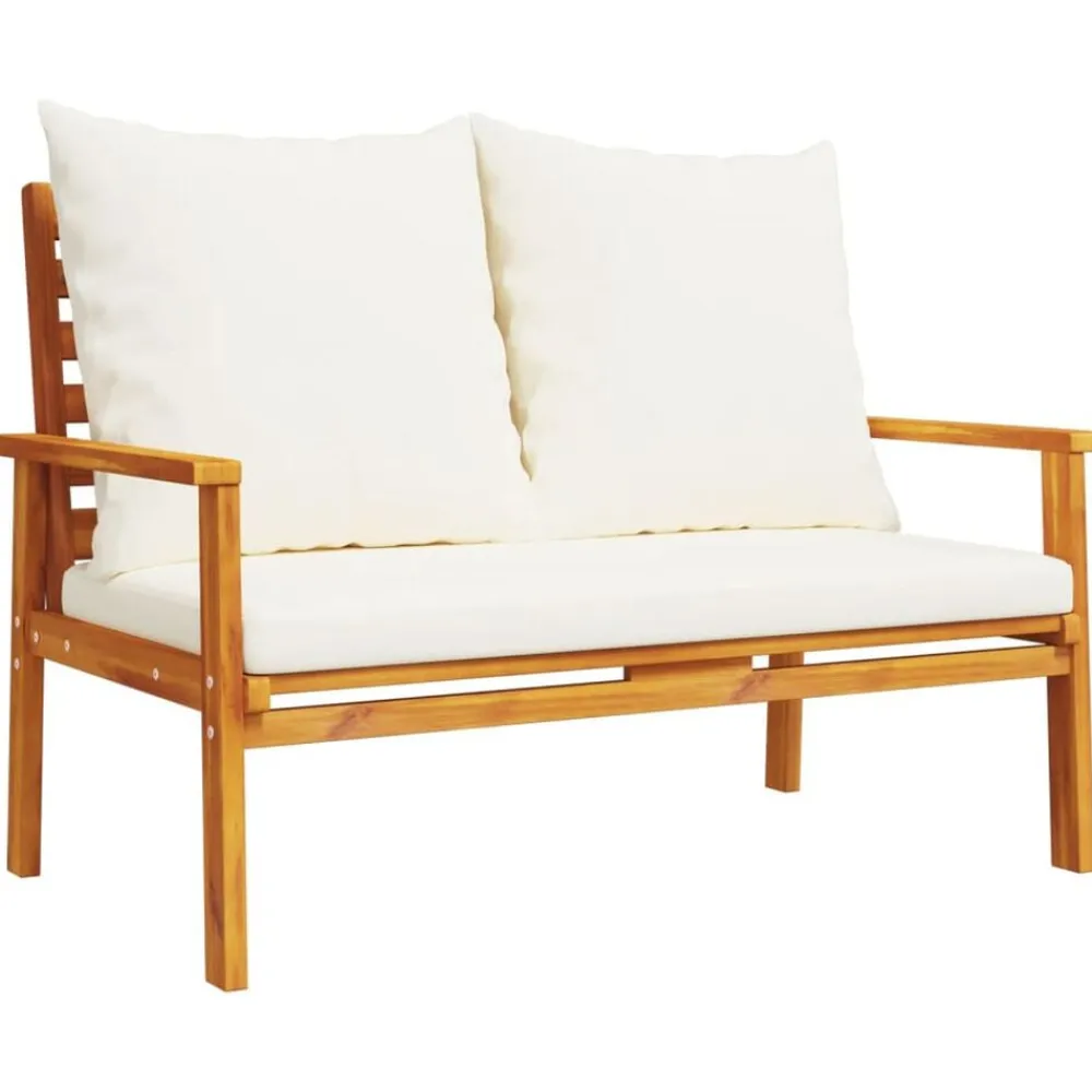 Tuinbank met kussen 120 cm massief acaciahout>vidaXL Discount