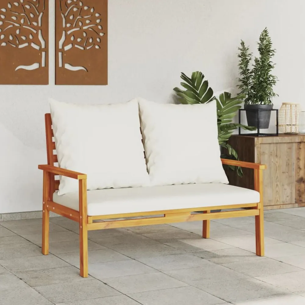 Tuinbank met kussen 120 cm massief acaciahout>vidaXL Discount